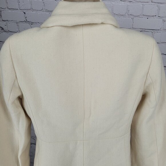 J.CREW Ivory Lady Day Wool Blend Buttoned Pockets Collared Lined Over Coat 2 - Picture 8 of 13